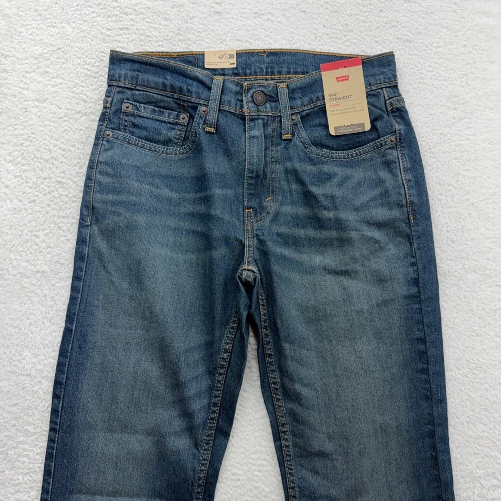 Levis 514 Straight Stretch Mens Jeans Blue Medium Wash 28x30 005148403 NWT